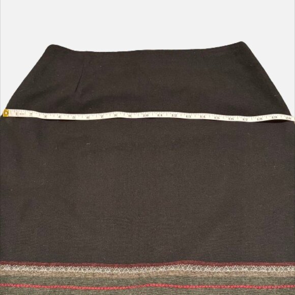 Michele Woven Black Fringe Hem Southwestern Band Pattern Midi Skirt (Size 12) - Picture 4 of 7